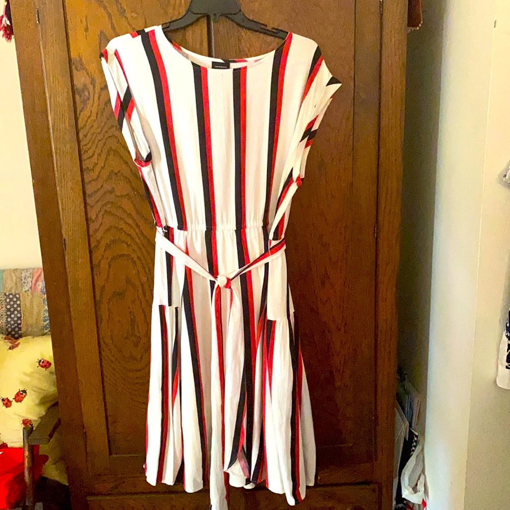 Who What Wear Red and Black Striped Dress